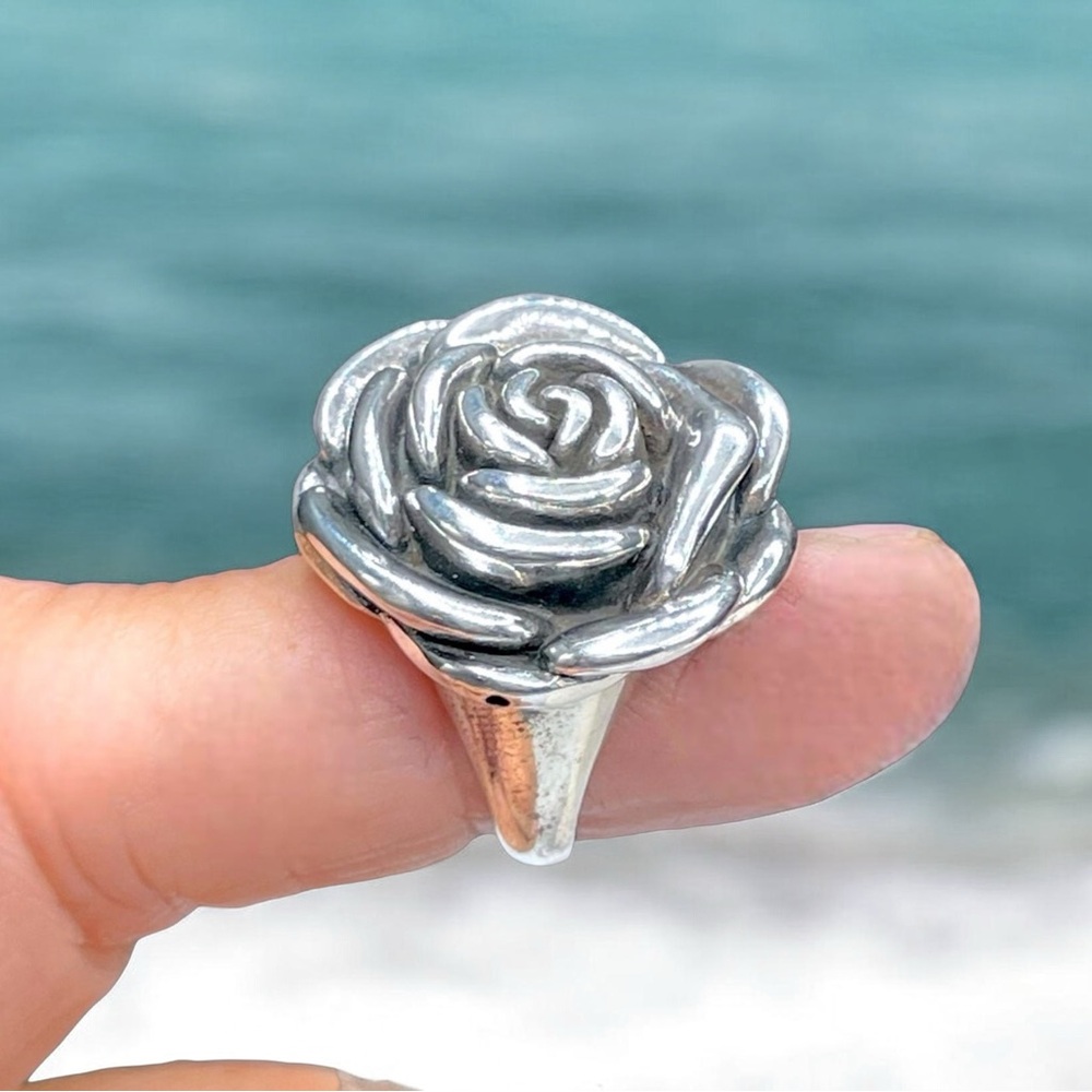 🌺Large Sterling Rose Ring - Picture 1 of 11